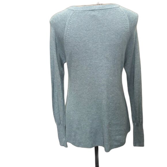 Cabi #5133 Blue Sky Swing Sweater Ribbed Knit Turquoise Feminine Size Small - Picture 4 of 6